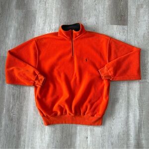 Polo Ralph Lauren Fleece Orange Gray Quarter Zip Pullover